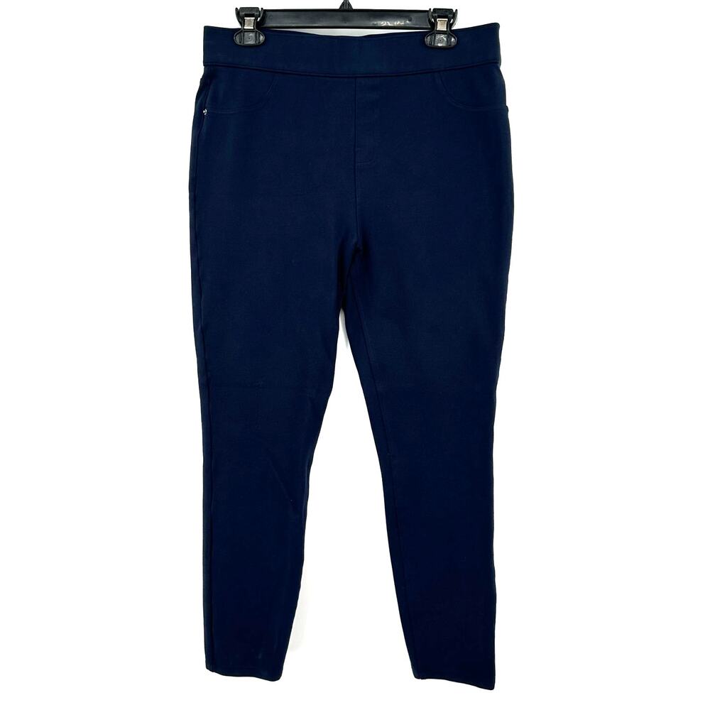 Spanx Size XL Long Ankle Pants Deep Navy Blue‎ with Pockets Rayon Casual